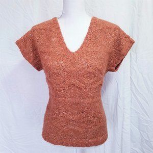 Kensie Cozy Burnt Orange Short Sleeve Knit Sweater